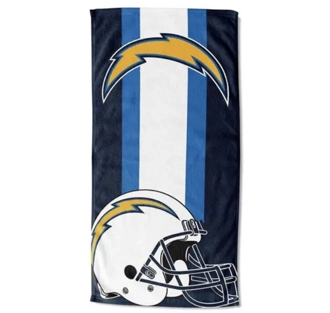 NFL Los Angeles Chargers Zone Read Marque Beach Towel, 30" x 60" Blue Cover