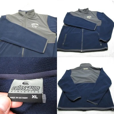 Chaqueta Georgia Tech Para Hombre XL Coliseo Gris Marino Híbrido Vellón Cremallera Completa LEER Foto 1 de 4
