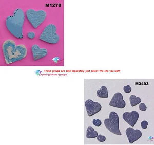 HEARTS - HANDMADE, CERAMIC MOSAIC TILES ( Pick you Group) - Picture 1 of 3