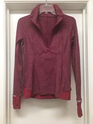 Светоотражающий мини-чек Lululemon Bordeaux Berry Runderful 1/2 на молнии с длинным рукавом 6 - Изображение 1 из 4
