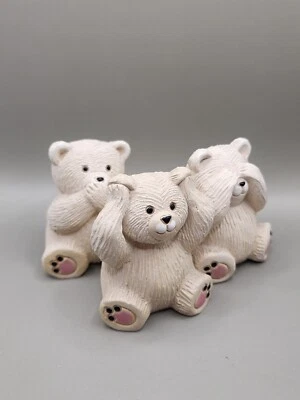 Estatuillas de oso hechas a mano Artesania Rinconada osos sabios escuchar ver hablar no mal  Foto 1 de 4