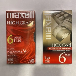 Videocasete Maxell HGX-Gold premium de alto grado 6 horas tiempo de grabación T-120 VHS - Imagen 1 de 8