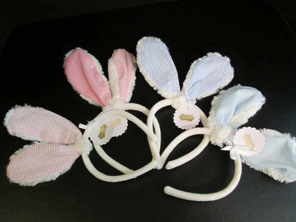 Bunny Ears 婴儿头带 Mud Pie,蓝色或粉红色,全新带标签 — 第 1/1 张图片