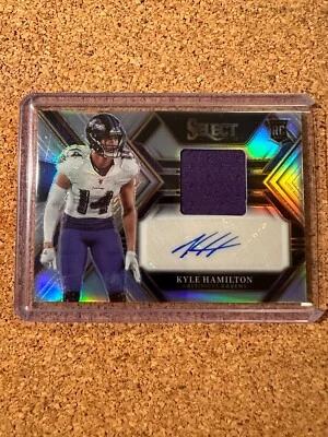2022 Panini Select KYLE HAMILTON Rookie Jersey Relic Auto Silver RPA /199 Ravens - Image 1 of 2