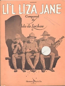 Partituras Li'l Liza Jane 1916 Primera Guerra Mundial dialecto sureño ¡Soldados con banjo! - Imagen 1 de 1