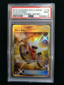 Graded PSA 9 2018 PM Sun & Moon Full Art ACRO BIKE #178 Celestial Storm MINT - Picture 1 of 4