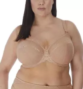 Elomi 4382 Charley Banded Stretch Lace Fawn Plunge Underwire Bra Sz 32K - Picture 1 of 5