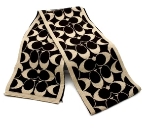 Coach Signature Wollschal mit C-Muster in dunkelbraun und hellbeige - Bild 1 von 5