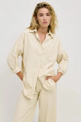 Camisa abotonada manga larga de pana crema vainilla Little Lies para mujer talla M  Foto 1 de 4