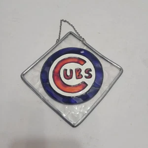 Chicago Cubs Glass Suncatcher 4" piombo in vetro colorato - Foto 1 di 5