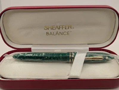 Caneta-tinteiro Sheaffer Balance 2 jade na caixa ouro 18k nova na caixa estoque antigo - Imagem 1 de 4