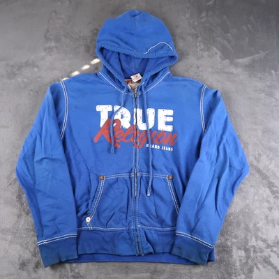 True Religion Big T Sudadera con Capucha con Cremallera Hombres 3XL Azul Buda Sudadera Chaqueta Logo Y2K Foto 1 de 4