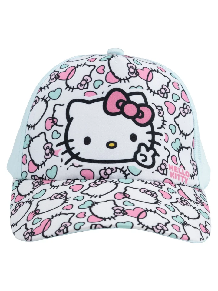 UNITED LABELS Hello Kitty Kappe Mädchen Allover Cap Basecap Baseballkappe verstellbar Türkis