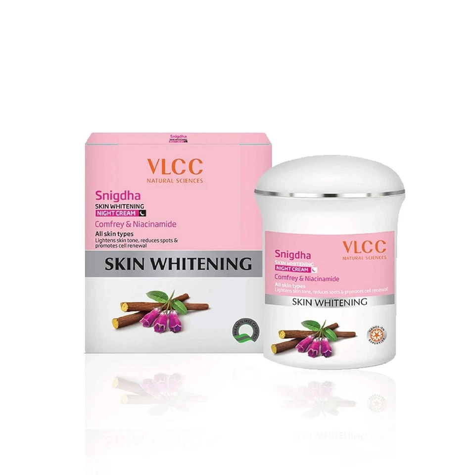 Crema de noche blanqueadora de piel VLCC Snigdha para todo tipo de piel 50 gm Foto 1 de 4