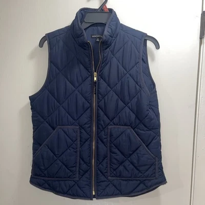 Chaleco J Crew Mujer Azul Marino Cremallera Completa Acolchado Abajo Puffer Talla M Foto 1 de 4