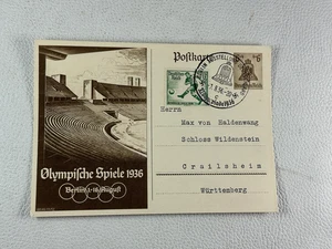AK Olympische Spiele 1936 Max von Haldewang Schloss Wildenstein Sonderstempel - Bild 1 von 3