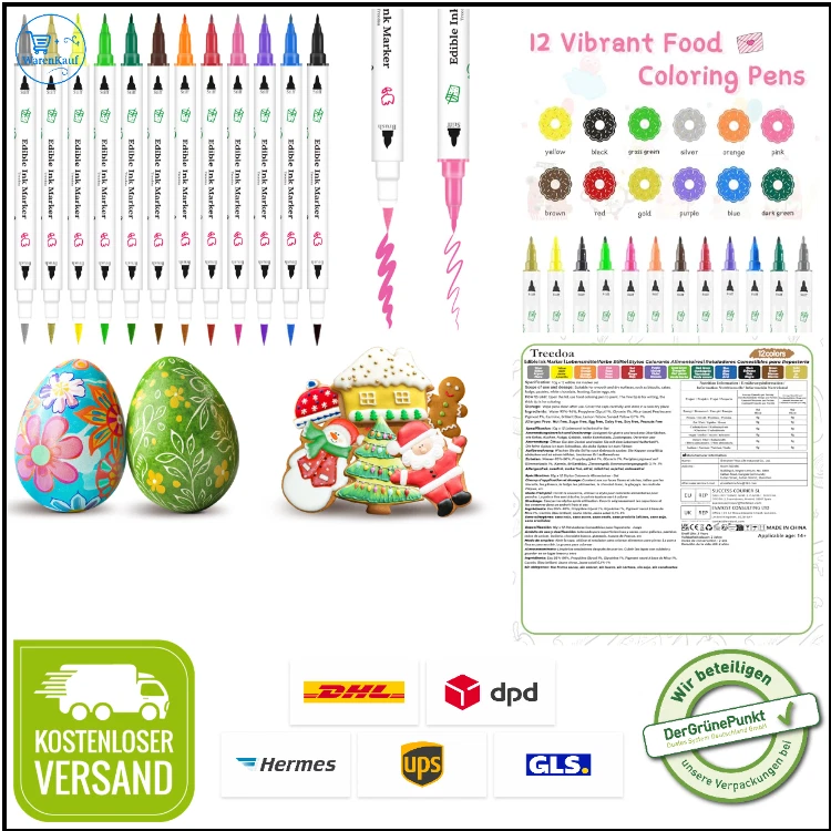Edle Lebensmittelstifte | 12 Farben | Doppelspitze - Bild 1 von 4