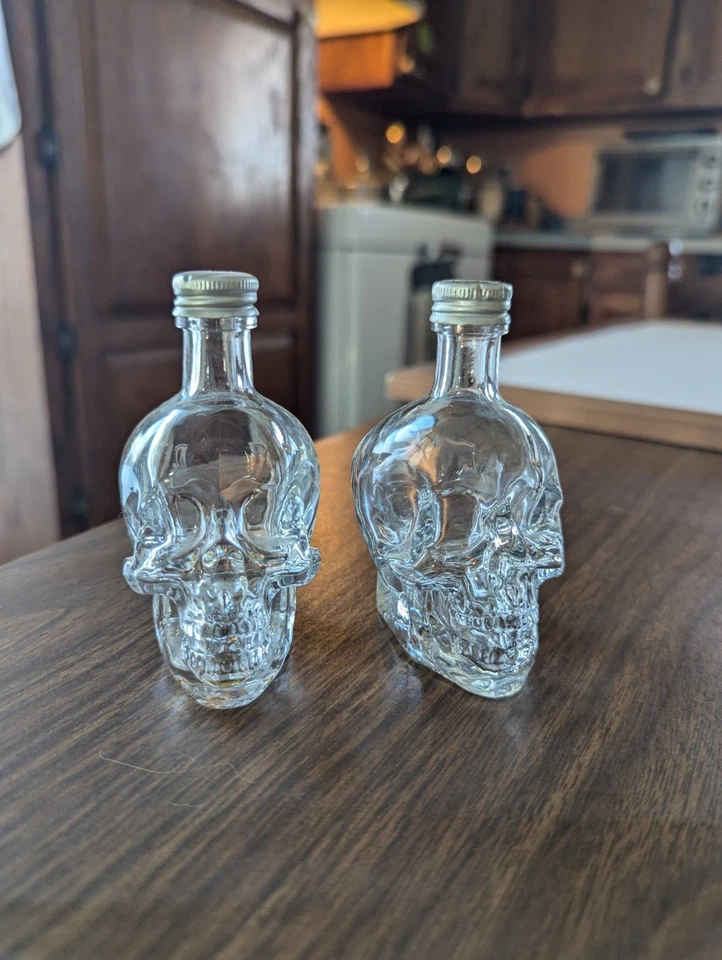 Mini lote de 2 botellas de calavera de vodka con cabeza de cristal  Foto 1 de 1