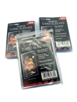 300 (3-Packs) Ultra Pro THICK Trading Card Sleeves For Extra Thick Sports Cards - Image 1 of 2