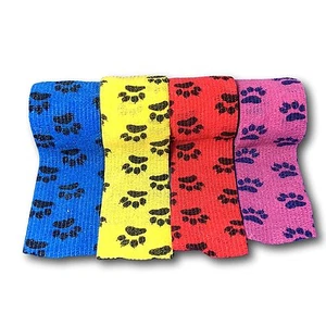 (0,78 €/m) LisaCare Kohäsive Fixierbinde Pflaster Verband 5cm 4er Set Pfoten - Bild 1 von 24