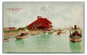 Milwaukee Yacht Club MILWAUKEE WI Wisconsin Vintage 1912 Postcard - Picture 1 of 2