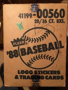 1988 FLEER BASEBALL WAX CASE! FACTORY SEALED! GLAVINE!! MARTINEZ!!! NICE! - Picture 1 of 6