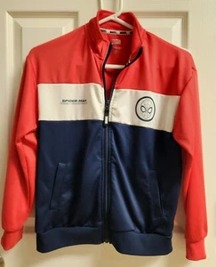 Marvel Spiderman Sweater Boys Large 12 Red Full Zip Long Sleeve Size 150 - Picture 1 of 6