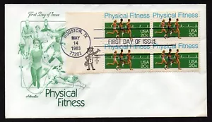 USA, SCOTT # 2043, ARTMASTER ZIP BLOCK FDC COVER 1983 PHYSICAL FITNESS, RUNNERS - Picture 1 of 1
