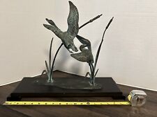 San Pacific International Bronze Sculpture Geese in Flight EUC