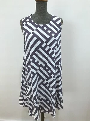 Mister Zimi Tina white grey / purple geometric striped Tina dress size 10 - Image 1 of 4