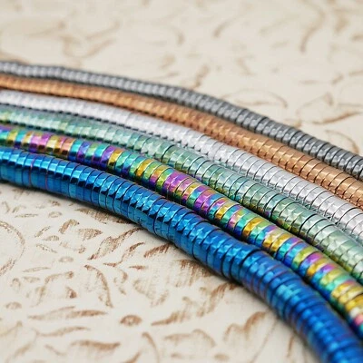 NELLYS Hämatit ca. 189 Scheiben Spacer Glanz rund bunt Farbauswahl  8x2mm Strang - Bild 1 von 4