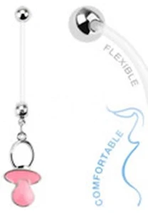 Belly Ring Pregnancy Maternity Pacifier Pink Dangle Naval - Picture 1 of 2