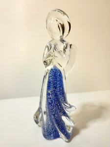 Murano Glass Cobalt Blue with Silver Dust Angel Figurine - Picture 1 of 13