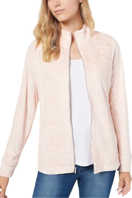 Chaqueta Susan Graver Fin de Semana Estampada PLUSHKNIT Cremallera Frontal Rubor Foto 1 de 2