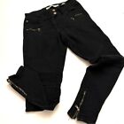 Women’s track 23 black skinny jeans w ankle zippers size 9 cotton blend clothing