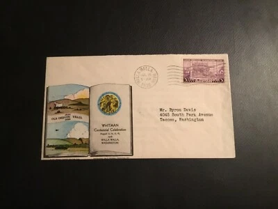 FDC 1936 #783 1st WHITMAN Cachet Centennial Celebration OREGON Trail 3C Stamp  - Image 1 of 2