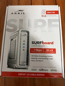 ARRIS SURFboard SB6190 DOCSIS 3.0 32 x 8 Gigabit Cable Modem White FREE SHIPPING - Picture 1 of 3