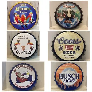 Lot Of 30 Beer - Liquor Signs Bottle Caps Random Tin Sign Bar Dad Gift READ - Picture 1 of 8