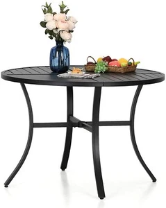 42'' Patio Outdoor Dining Table Round w/ Umbrella Hole for Garden Yard - Picture 1 of 6
