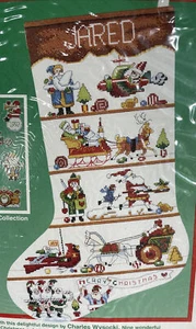 Dimensions Santa Collection C. Wysocki Kreuzstich 16"" Strumpfset • 1991 Neu in Verpackung - Bild 1 von 5