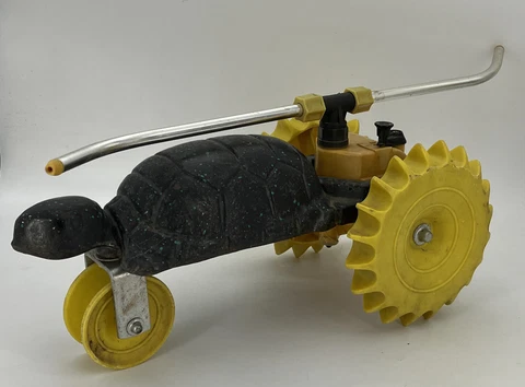 Cast Iron Turtle Tractor Lawn Sprinkler Walking/Traveling Tortoise NO Stop WORKS Cover