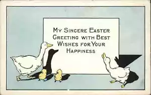 Tarjeta postal Whitney c1900-10 en relieve pollitos gansos de Pascua - Imagen 1 de 2
