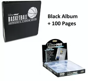 ULTRA PRO BASKETBALL 3 RING BINDER ALBUM BLACK + 100 PLATINUM 9 POCKET SLEEVES - Picture 1 of 3