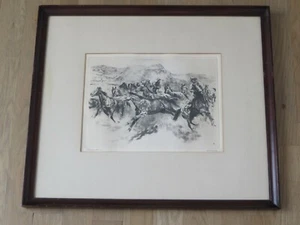 R.H.Palenske Original Etching Reproduced inTalio Chrome "Bringing 'Em In" - Picture 1 of 8
