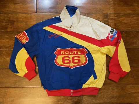 Darrell Waltrip #66 Route 66 Racing Race Jacket Mens Size Large NASCAR Rare JH Cover