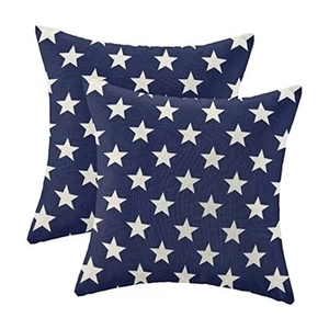 4th of July Decorations Pillow Covers 16x16 16" x 16" (Pack of 1) Blue Stars - Picture 1 of 8