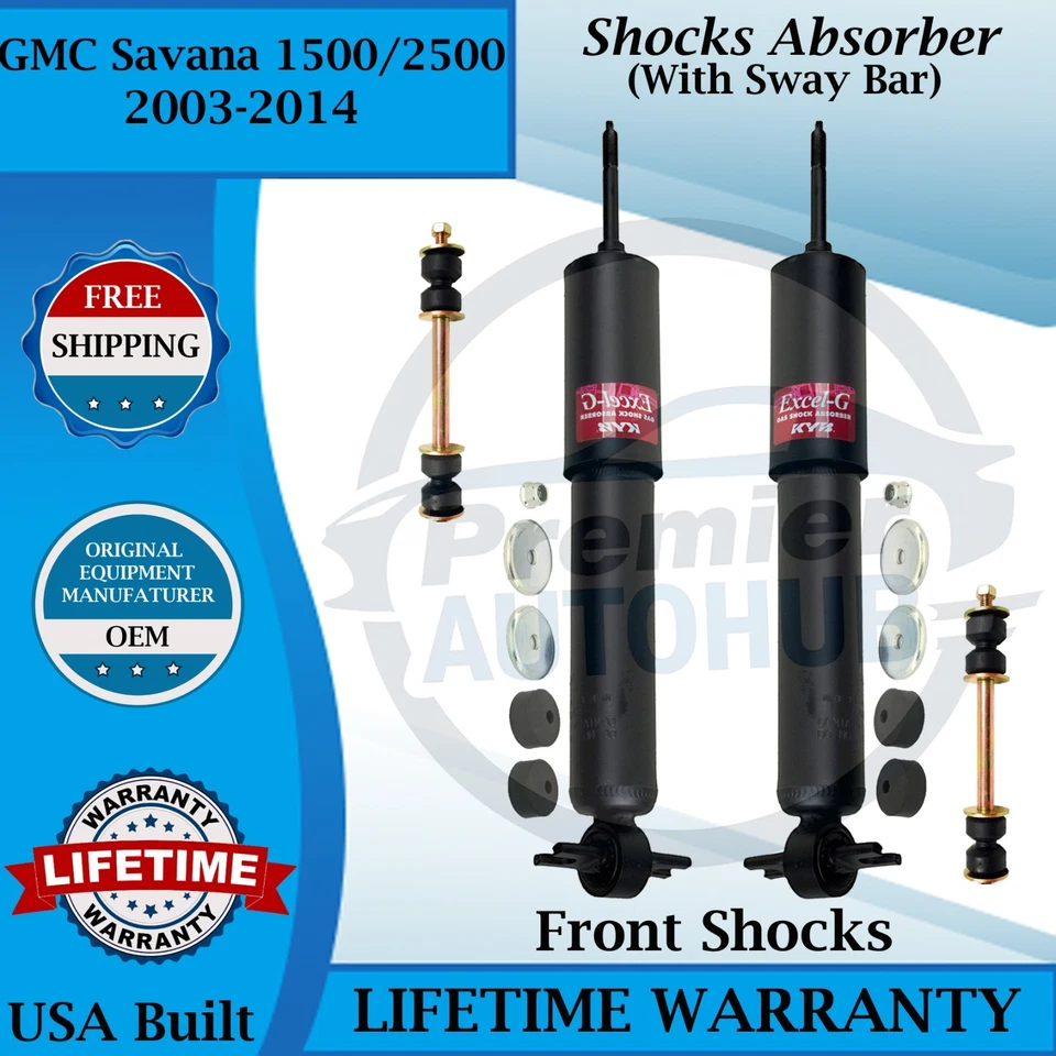 Amortecedores dianteiros OEM KYB com barra oscilante para 2003-2014 GMC Savana 1500/2500 Lifetime Wa. - Imagem 1 de 4
