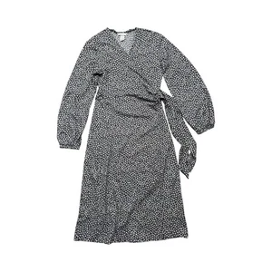 Vestido envolvente para mujer H&M mediano negro floral manga larga midi - Imagen 1 de 9