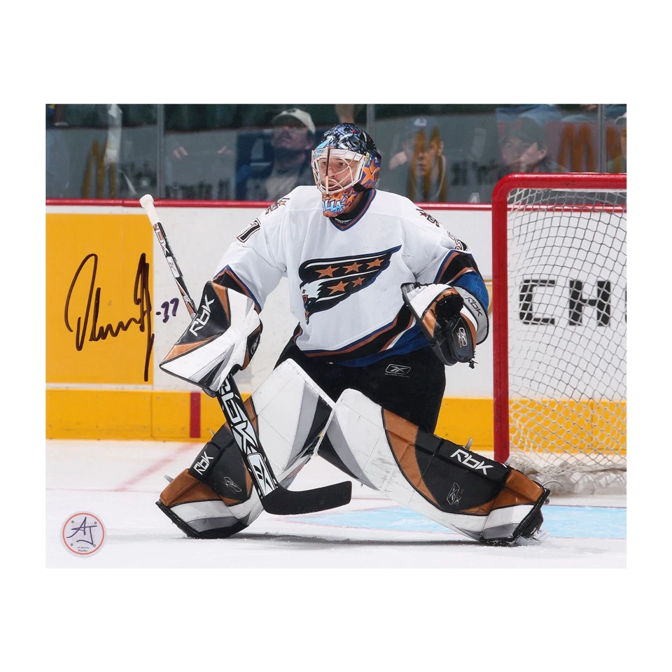 Foto autografiada portero de Olaf Kolzig Washington Capitals 8x10 Foto 1 de 2