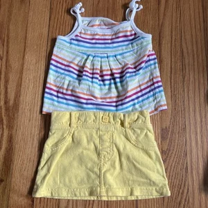 Vintage Garanimals Girls 2 Pc Striped Tank Shirt & Skort Set Size 18M - Picture 1 of 4